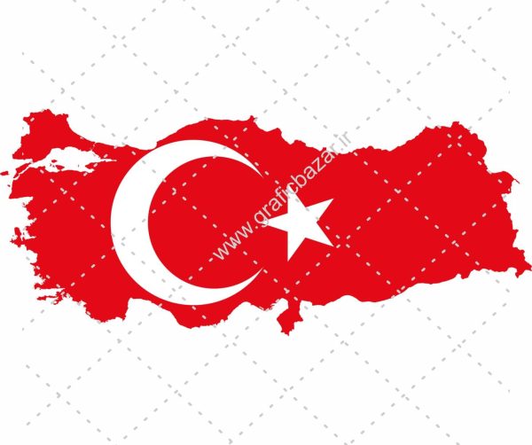 دانلود عکس دوربری شده پرچم ترکیه با نقشه کشور